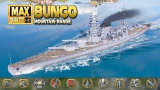 Battleship Bungo First battle on map Mountain Range - World of Warships