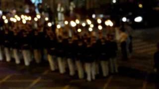 Impromptu torchlight military parade in Bucharest