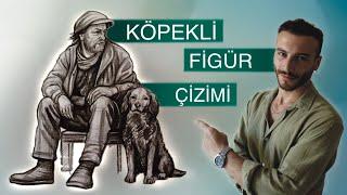 Köpekli Figür Çizimi  Basit Çizim Karakalem İmgesel