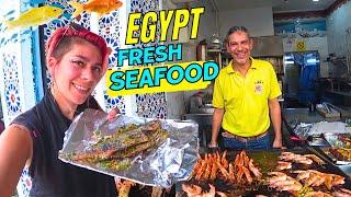 Fresh Seafood at a Popular Local Restaurant in Giza Egypt  اكلة سمك في مطعم مشهور في الجيزه