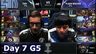 TSM vs Flash Wolves  Day 7 Main Group Stage S7 LoL Worlds 2017  TSM vs FW G2