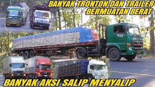 Banyak Truk Trinton Banyak Truk Trailer Muatan Berat & Banyak Aksi Salip Menyalip Truk Ditanjakan