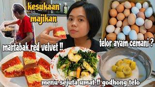 MENU GAGAL DIET ‼️ KESUKAAN MAJIKAN - AYAM KAMPUNG PRTNYA MAKAN MARTABAK + KOLAK + OSENG DAUN UBI