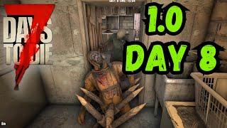 7 Days to Die 1.0 - Day 8 - First Buried Treasure and Cop Car Hordes - Ep8