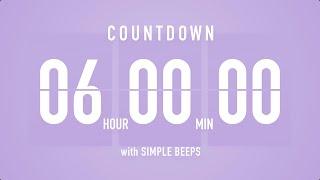 6 Hours Countdown Flip Clock Timer  Simple Beeps 🫐 