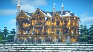 Minecraft Winter Log Cabin Mansion Tutorial