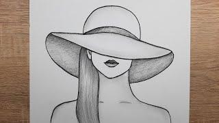 Çok Kolay Şapka Takan Kız Resmi Adım Adım Nasıl Çizilir Karakalem Çizimler Kolay Nasıl Yapılır