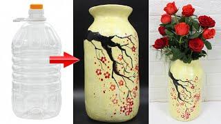 Amazing Cherry flower vase making from plastic bottle 5l and plaster