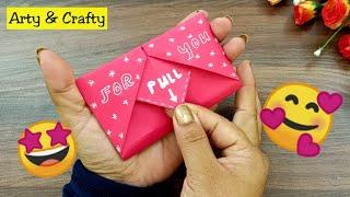 DIY - SURPRISE MESSAGE CARD FOR FATHERS DAY  Pull Tab Origami Envelope Card  Fathers Day special