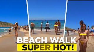 ️ Super HOT Cala Comte IBIZA  Beach Walk ️ 4K Ultra HD  BEACH WALKING TOUR