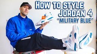 How To Style Air Jordan 4 Military Blue Sneakers - On Feet with Outfits