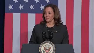 Kamala Harris makes first public comments on Trump rally shooting in Michigan