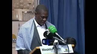 Deputy President Paul Mashatile delivers a keynote address at the Masjidul-Quds Mosque in Gatesville