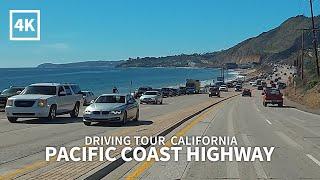 4K PACIFIC COAST HIGHWAY - Driving Santa Monica Beach to Malibu Beach Los Angeles California