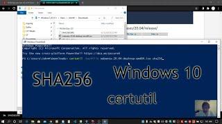 Verify sha256 checksum in Windows 10 using Powershell and certutil command