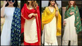 Top 30 punjabi plain suit design 2019 whitewhite suit with colourful dupattawhite suit combination