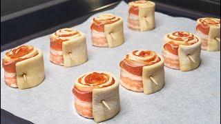 Brilliant appetizer idea in 5 minutes These will disappear in a minute Puff pastry and bacon