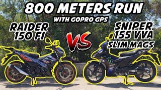 SNIPER 155 VVA  SLIM MAGS  vs RAIDER 150 FI  ALL STOCK   800 METERS  WITH GOPRO GPS