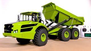 UNBOXING XDRC ARTICULATED RC HYDRAULIC DUMP TRUCK DUMPER A40G VOLVO REPLICA 6X6 RTR SOUND LIGHTS