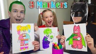 Hilarious WRONG MARKER CHALLENGE 3 LEGO Characters Batman Harley Quinn & Joker