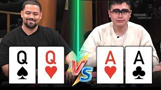 POCKET ACES vs. POCKET QUEENS for $124425 at Thrilling Cash Game