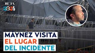 Consternados Jorge Álvarez Máynez llegó al campo donde se registró el colapso del escenario en NL