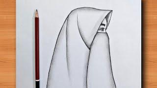 Drawing Muslim girl Simple  Hijab girl drawing   Easy Pencil Drawing