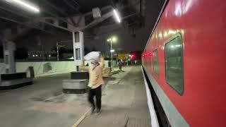 Bangalore Rajdhani departing from Secunderabad Railway Station . twilight scnes