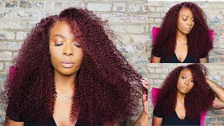 This AFFORDABLE Burgundy Kinky Curly Wig is a MUST No Fake Scalp Needed For Beginners #ReshineHair