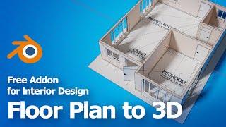 Blender Architecture Addon Tutorial Interior Design Floor Plan to 3D