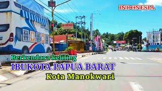 Berkendara keliling seputar pusat kota manokwari provinsi papua barat - indonesia