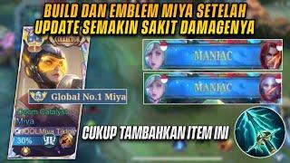 TUTORIAL MIYA NEW PATCH EMBLEM + BUILD GILA BANGET DAMAGE NYA  TOP GLOBAL 1 MIYA - MLBB