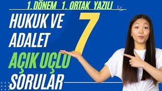 7. Sınıf Hukuk ve Adalet Dersi 1. Dönem 1. Yazılı Sınavı Açık Uçlu Soruları ve Cevapları 2024 YENİ