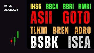 Analisa Saham 25 Juli 2024 IHSG BBCA BBRI BMRI ASII GOTO TLKM BREN ADRO BSBK ISEA