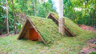 Build Modern Grass Roof Hut Underground by Ancient Skills