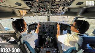 Varesh Airlines Boeing 737-500 Cockpit view departure from Tehran Mehrabad Airport