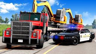 POLICE CHASE SEMI TRUCK & TRAILER - BeamNG Drive Mods