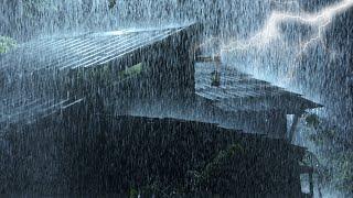  Strong Rain Thunderstorm Sounds for Sleeping  Heavy Rain & Intense Thunder on Old House at Night