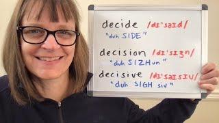 Free American Accent Training How to Pronounce Decide Decision and Decisive