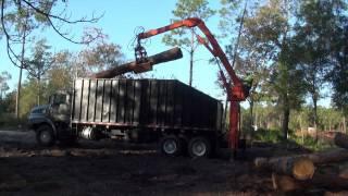 Orlando Tree Service Grapple Truck Loading Logs for an Orlando Tree Removal Client