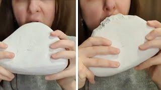 ASMR Chalk Eating  Crunchy Sounds  Clay Crunch  Satisfying Video