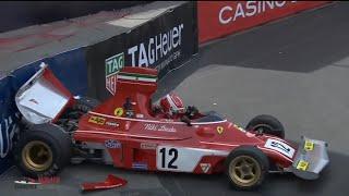 Leclerc Crashes 1974 Ferrari  Monaco Historic Grand Prix 2022