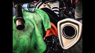 2017 KTM 390 Duke  RC390 How To Modify Stock Exhaust On the CHEAP