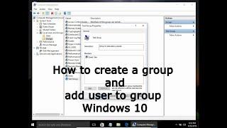 How to create a group and add user to group Windows 10
