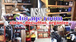 INSANE STORAGE ROOM CLEAN OUT  DECLUTTER  ORGANIZE  BEFORE AND AFTER  MAJOR TRANSFORMATION