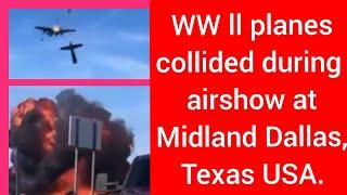 A Boeing B-17 & Bell 63 King Cobra crashed during air show in Dallas Texas USA.