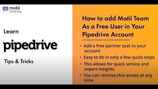 How to add Motii Team as a free user in your Pipedrive account