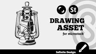 Drawing Vector with Infinite Design  Black White Vector for Microstock Asset