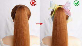 Easy Ponytail Hairstyle Hack For College  Everyday Simple Ribbon Hairstyle Tutorial For Girls