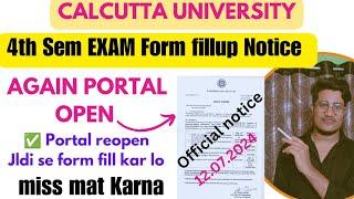 Cu 4th sem Exam form fillup Date Extend  Again Portal open Dont miss  Calcutta University